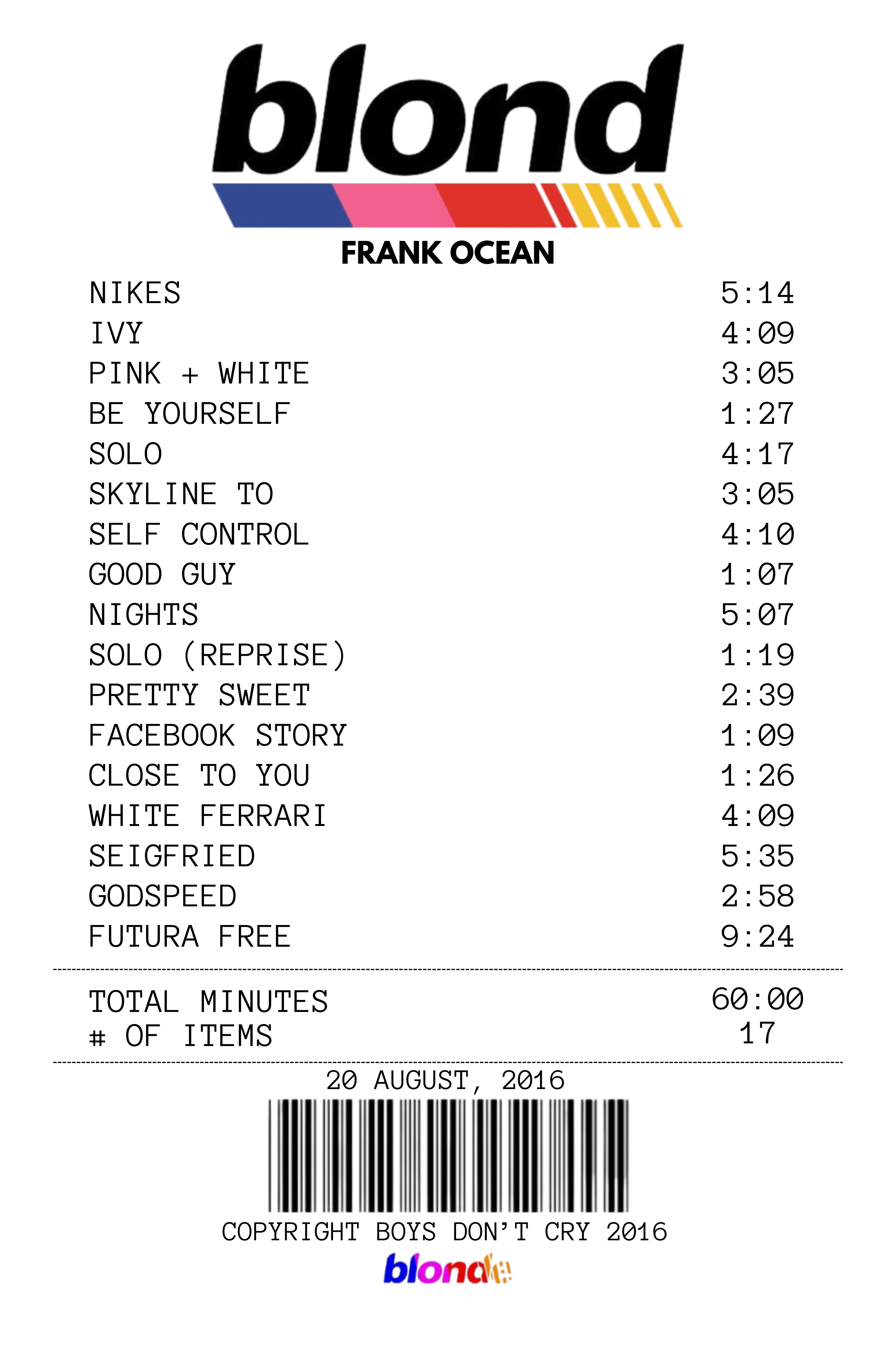 Blond Receipt Rug - Frank Ocean