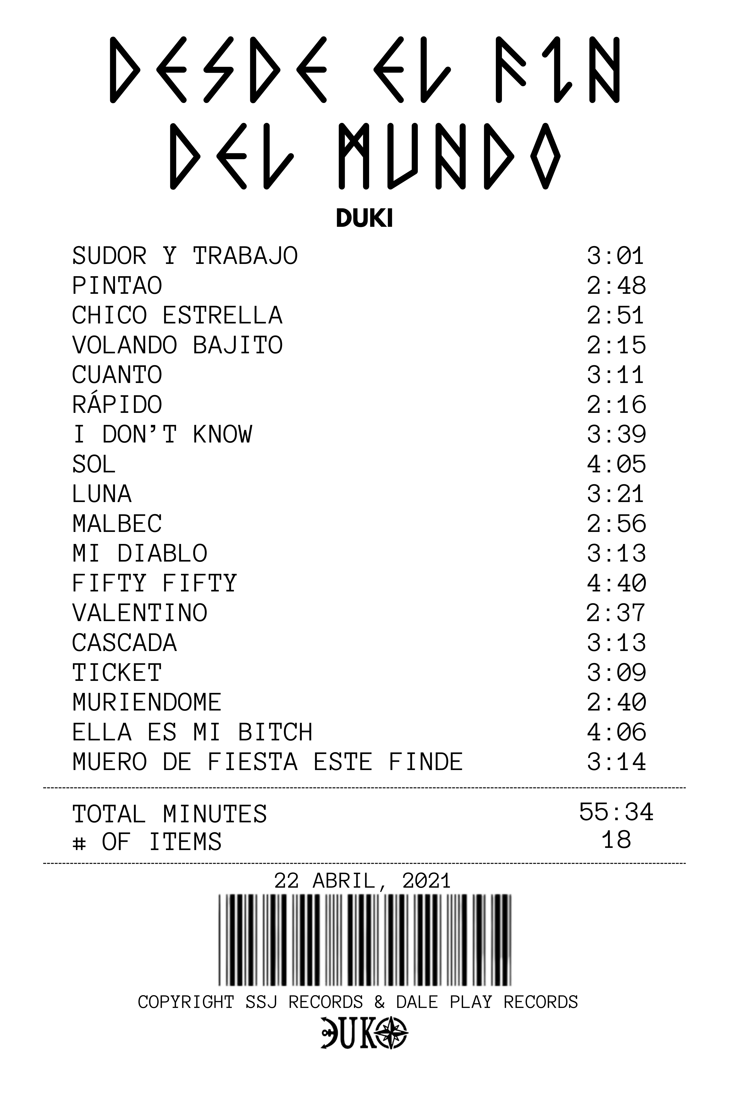 Desde el Fin del Mundo Receipt Rug - Duki