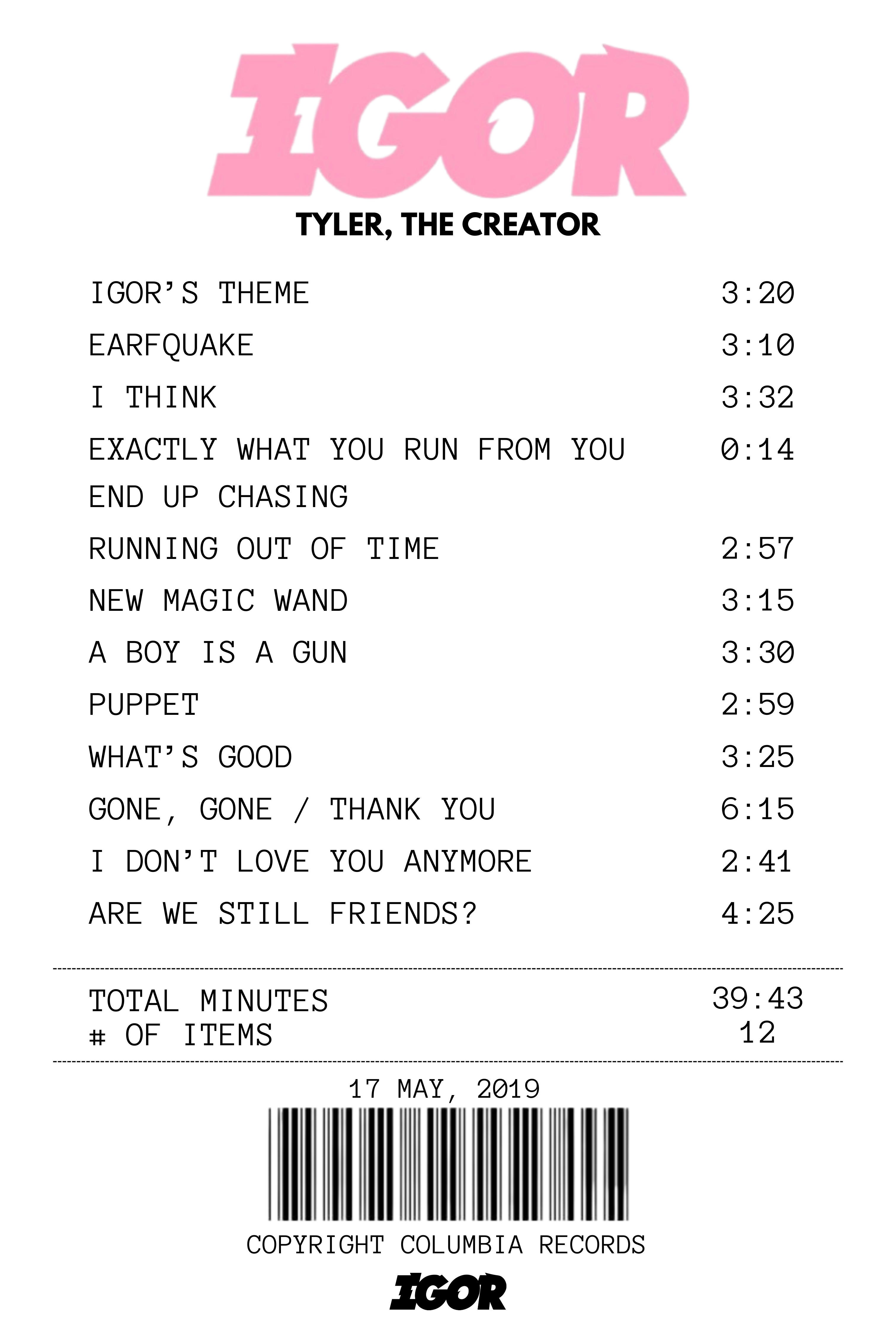 Igor Receipt Rug - Tyler, The Creator