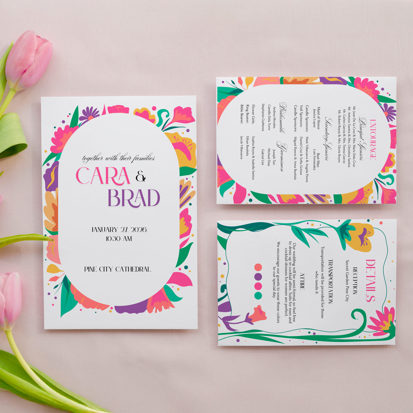 Pastel Bloom Wedding Invitation Suite | Canva
