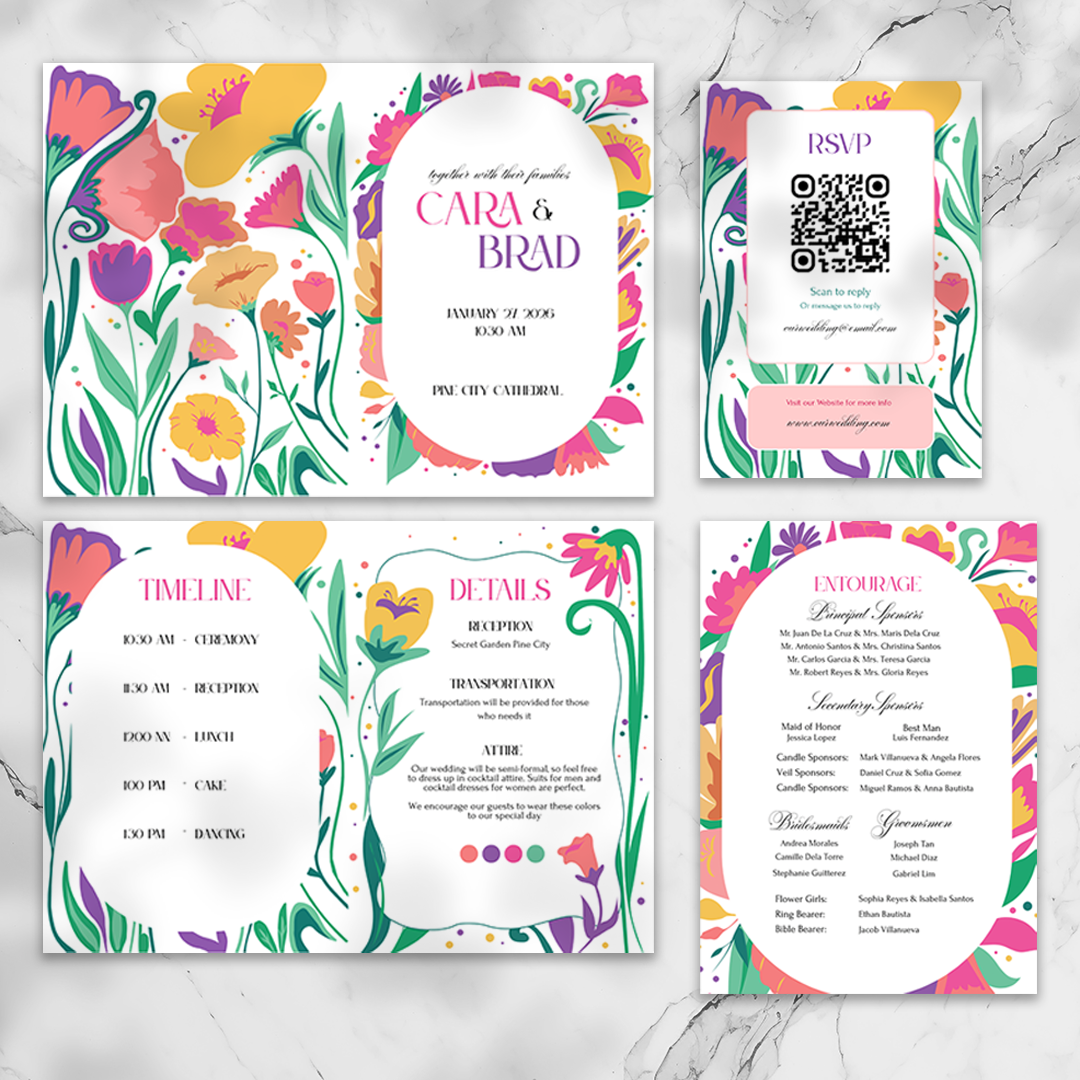 Pastel Bloom Wedding Invitation Suite | Canva