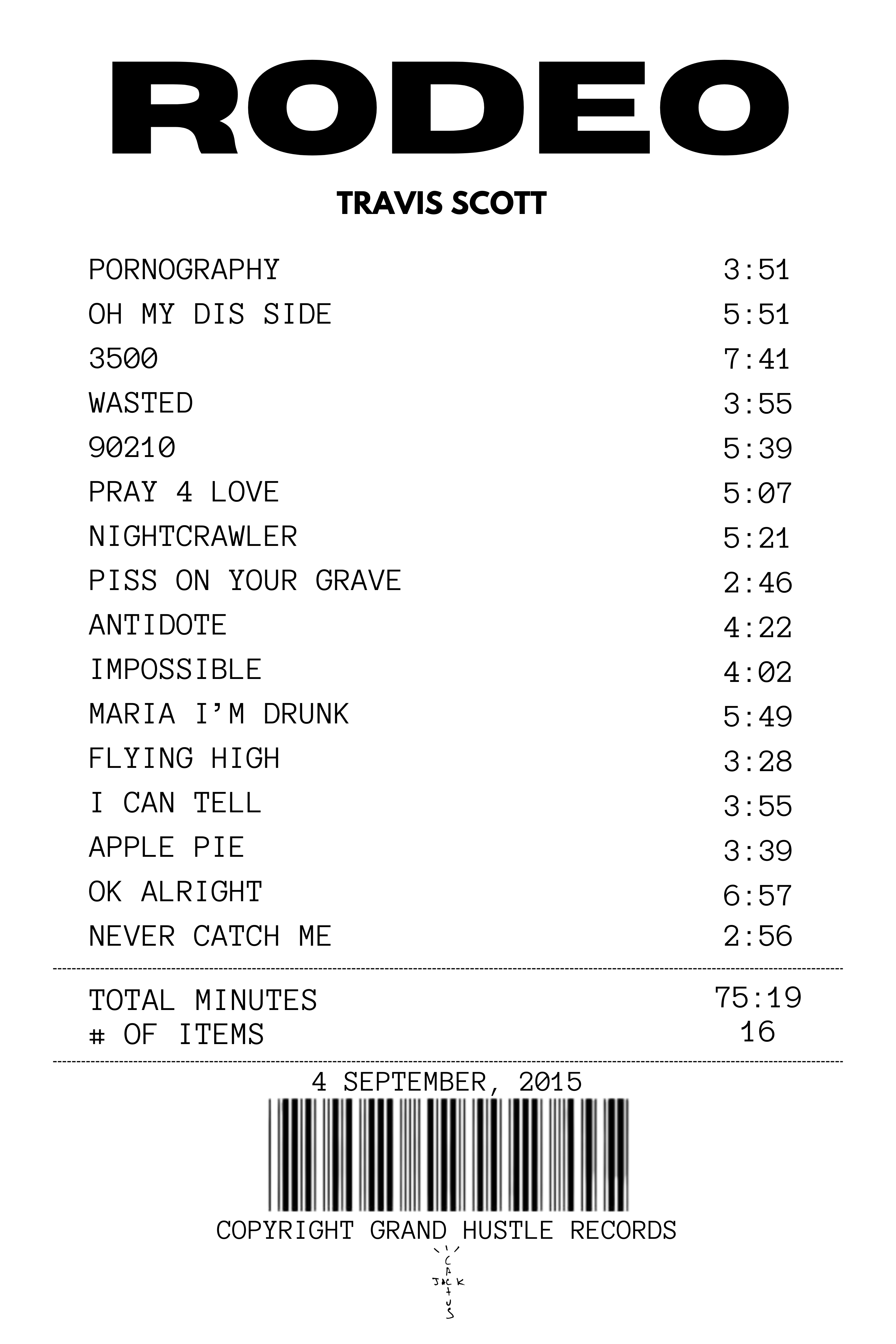 Rodeo Receipt Rug - Travis Scott