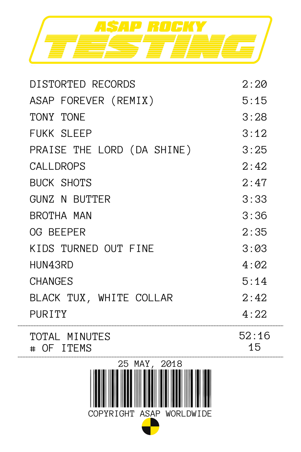 Testing Receipt Rug - A$AP Rocky